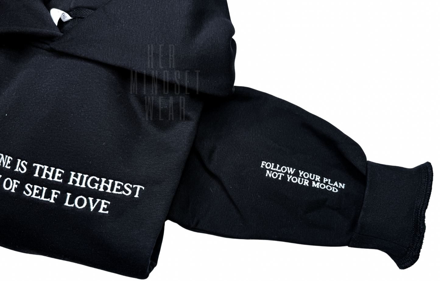 Discipline is the highest form of self love - Unisex Relaxed Hoodie - Embroidery w/sleeve design -