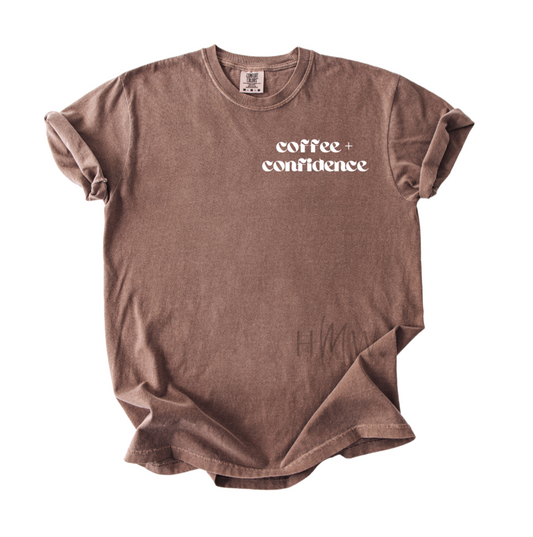 Coffee + Confidence -  Unisex Adult Tee - Espresso